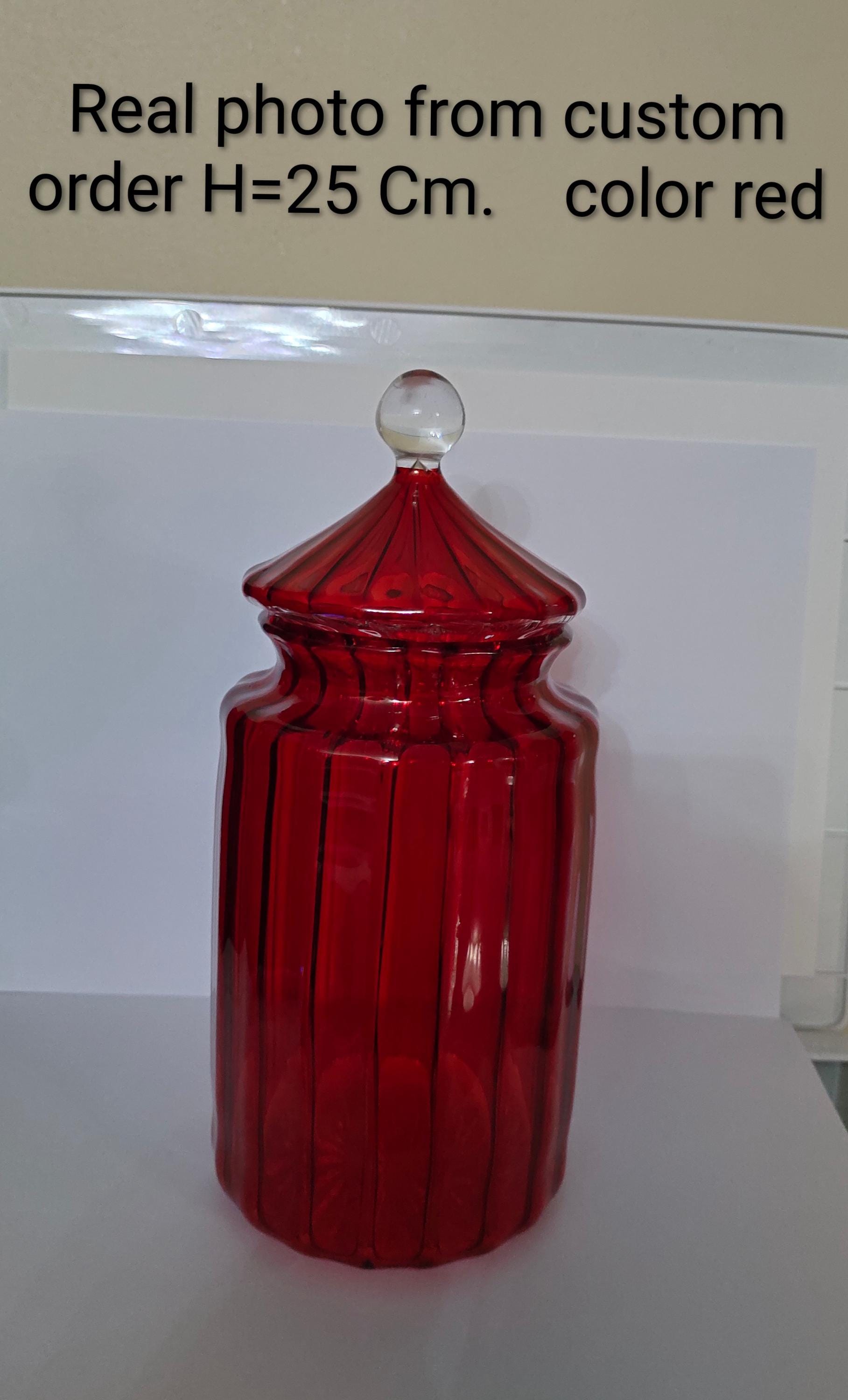 Hand-blown Red Glass Apothecary Jar | Vintage Style Candy Dish