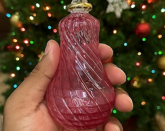 Hand Blown Pink Glass Christmas Ornament | Holiday Tree Decoration