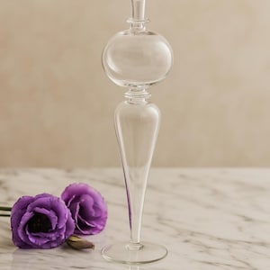 Handblown Clear Glass Vase: Elegant Minimalist Home Decor