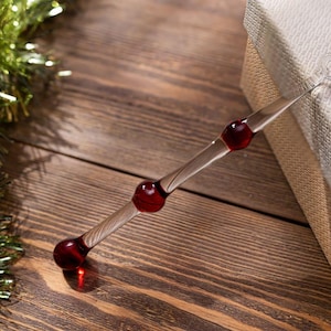 Hand Blown Glass Christmas Ornament | Red Tree Bauble | Elegant Tree Decoration | Ornaments for Holiday.