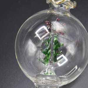 Handmade Glass Christmas Ornament | Clear Globe with Mini Christmas Tree & Star Inside | Hanging ornament | Bauble Balls for Christmas tree 