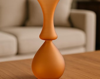 Hand-Blown Frosted Orange Glass Vase | Modern Minimalist Decor | vase for flowers.