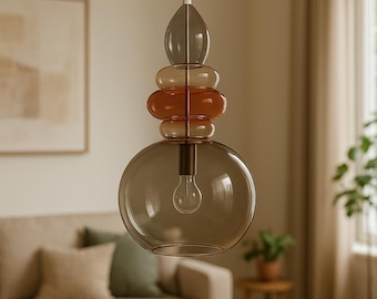 Handgeblazen glazen hanglamp | Moderne plafondlamp voor keukeneiland, woon- of eetkamer.