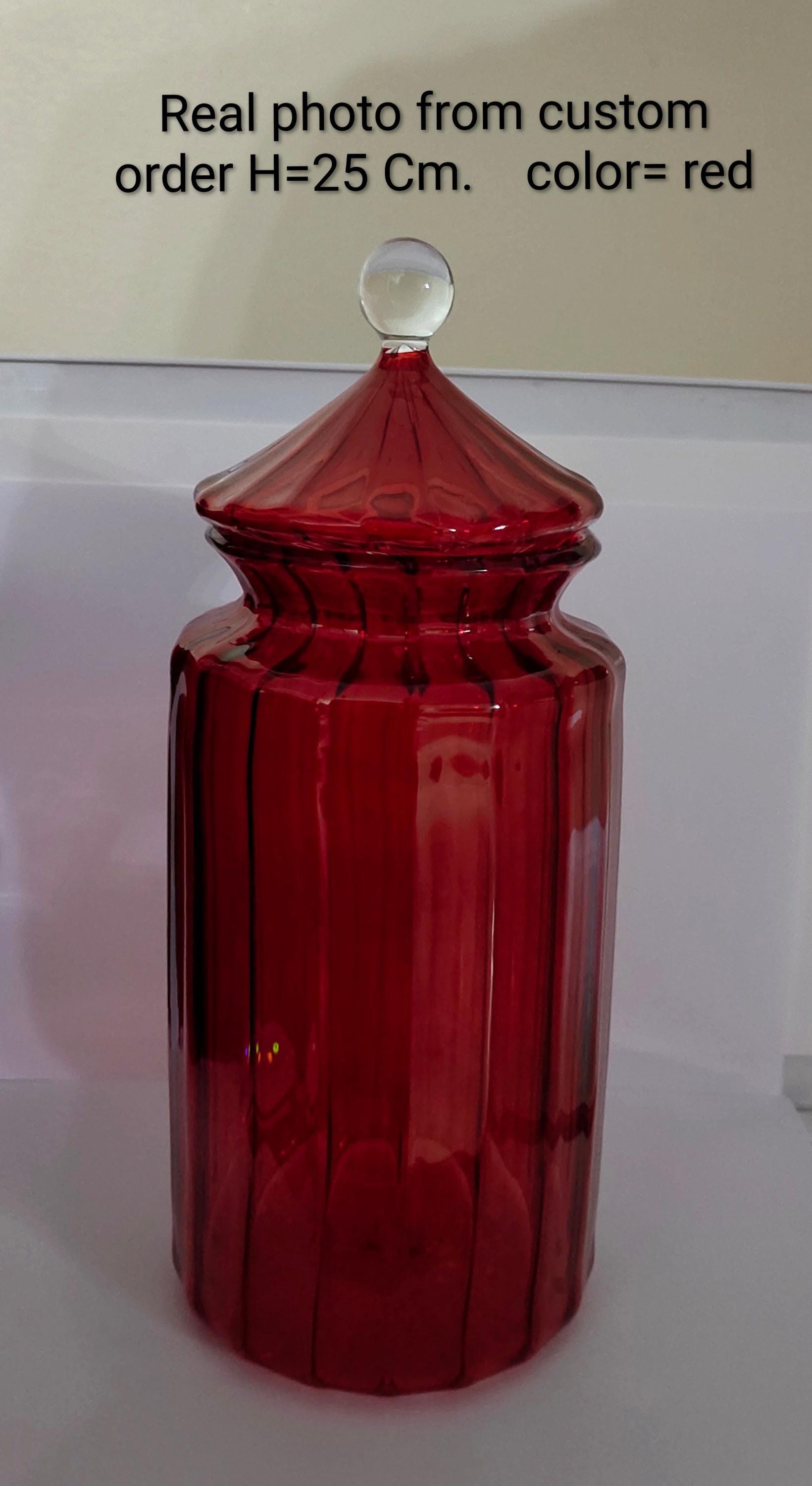 Hand-blown Red Glass Apothecary Jar | Vintage Style Candy Dish