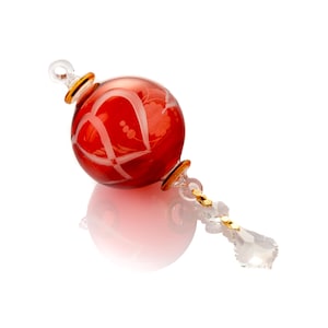 Red Glass Christmas Ornaments, Blown glass Ornament for Holiday, Engraved bauble for Tree Decoration, Handmade hanging ball for Christmas