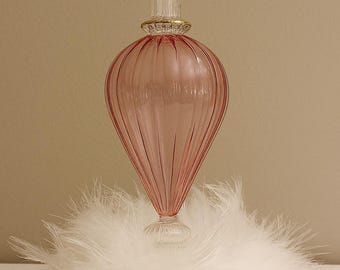 手吹きのピンクのガラス香水瓶 | ヴィンテージ ベネチアン スタイル