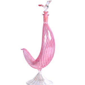 Handblown Pink Bird Perfume Bottle | Elegant Vanity Decor | Refillable Bottle | Fragrance Bottles.