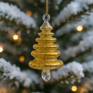 Hand Blown Gold Glass Christmas Ornament: Elegant Holiday Bauble