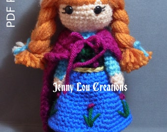 PDF Pattern Cutie Winter Anna Inspired by Frozen Crochet Amigurumi Doll