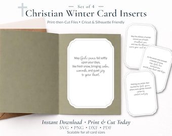 Printable Winter Christian Greeting Card Sentiment bundle, Religioius Print & Cut SVG, PNG Files (digital download)