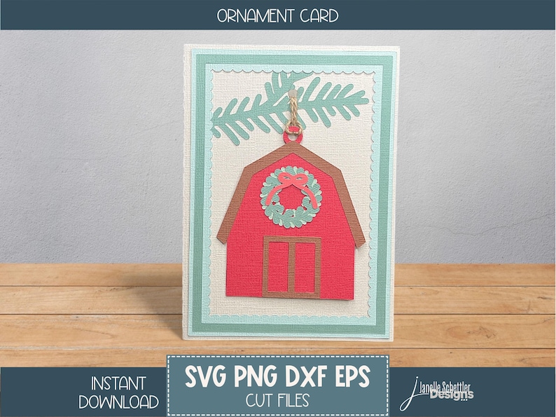 Red Barn Christmas Card SVG with Removable Ornament – Cricut Silhouette