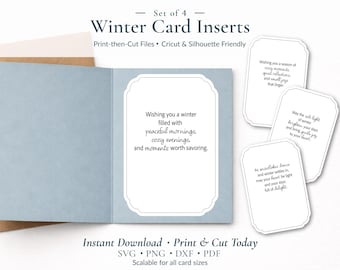 Printable Winter Greeting Card Sentiment bundle, Print & Cut SVG, PNG Files (digital download)