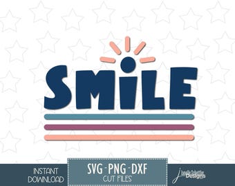 Smile SVG File: Rainbow and Sunshine T-Shirt, Bag, Sticker Die Cut Design for Cricut and Silhouette (Instant Download) PNG, DXF