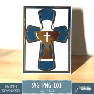 Chalice Cross Card SVG, 5x7 Religious Greeting Card SVG Cut File, First Communion, Baptism, Confirmation, SVG for Cricut and Silhouette