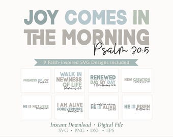 Christian SVG Bundle | Easter Bundle | Joy Comes in the Morning | Faith Shirt Designs | Bible Verse  | Religious Cricut (Digital Download)