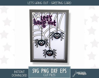 Halloween Spider web Layered Card SVG file: Friendship greeting design, Autumn birthday (Digital Download) PNG