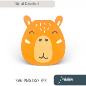 Capybara Card SVG File: Kids Birthday Greeting, Layered Die Cut Design for Cricut and Silhouette (Digital Download) PNG, DXF