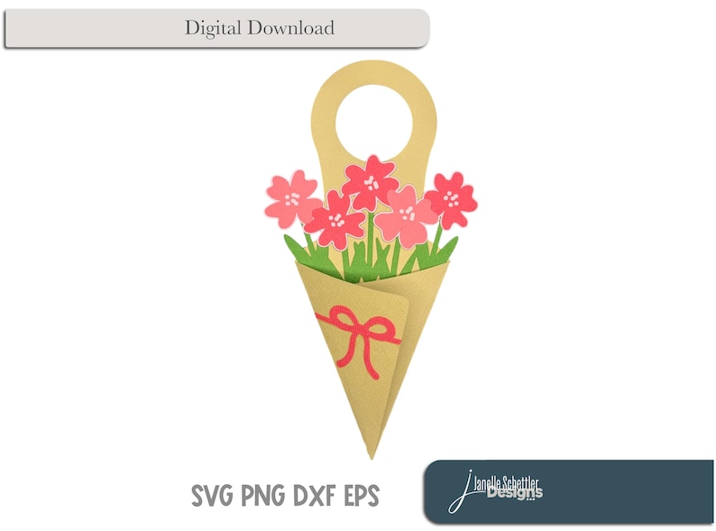 Daisy Bouquet Wine Bottle Tag SVG – Floral Gift Tag Cut File