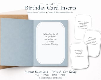 Printable Birthday Greeting Card Sentiment bundle for Inside Cards, Print & Cut SVG, PNG Files for Cutting Machines (digital download)