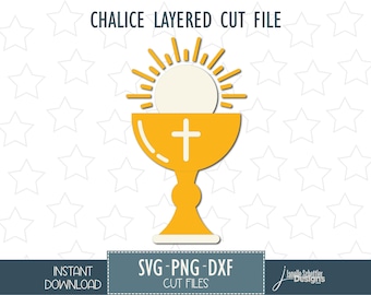 Chalice and Paten SVG File: First Communion design, Eucharist, Confirmation, Baptism, Catholic Sacrament (Instant Download) PNG, DXF
