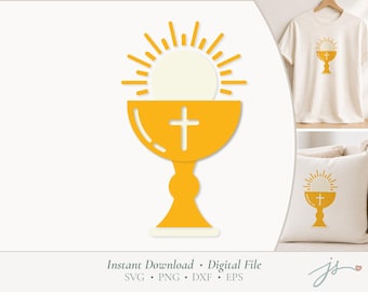 First Holy Communion Chalice SVG | Eucharist Cut File | Catholic SVG for Cricut & Silhouette | Instant Download