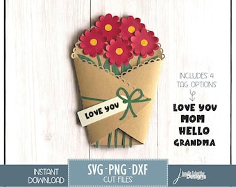 Daisy Bouquet Card SVG File: Floral Greeting Card Design for Cricut and Silhouette (Digital Download)