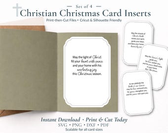 Printable Christmas Christian Greeting Card Sentiment bundle with Religious Inspired Messages (digital download)