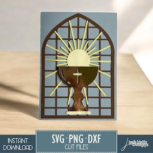 Chalice for Mass Church SVG file, 5x7 Religious Greeting Card Cut File, First Communion, Baptism, Confirmation, instant download SVG file