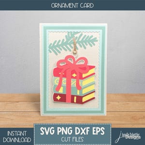 Weihnachtskarte SVG mit entfernbarem Buch Ornament, DIY Feiertagsgruß für Cricut (Digitaler Download)