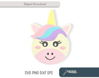 Unicorn SVG Card File: Rainbow Girl Birthday, Layered Cut Design for Cricut and Silhouette (Digital Download) PNG, DXF