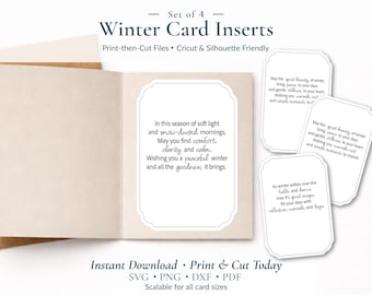 Printable Winter Greeting Card Sentiment bundle, Print & Cut SVG, PNG Files (digital download)