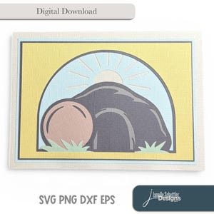 Lege tombe gelaagde kaart SVG | Pasen opstanding kaart SVG | Christelijk wenskaart gesneden bestand voor Cricut & Silhouette (digitale download)