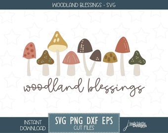SVG-bundel met gelaagde paddenstoelen: Woodland Blessings, paddenstoelen, bosvrienden, papier of vinyl, T-shirtontwerp (direct downloaden), png PNGEgg