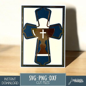 Calice croix carte SVG, carte de voeux religieuse 5 x 7 fichier coupe SVG, première communion, baptême, confirmation, SVG pour Cricut et Silhouette