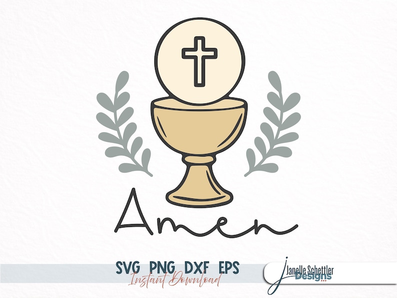 Amen Chalice and Host SVG – Catholic Christian Cricut Cut File