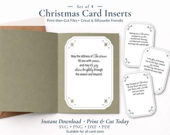 Printable Christmas Card Sentiment bundle, Print & Cut SVG, PNG Files for Cutting Machines (digital download)