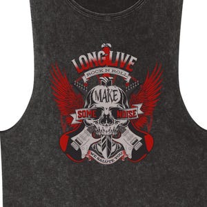 Vintage Stonewash Skull Tank Top: Rock n Roll Festival Shirt