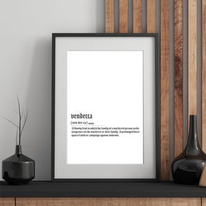 Vendetta wall art | Swiftie Lyric Definition Print | Minimalist |Aesthetic Music Decor| Printable art | Swiftie Art | Reputation print