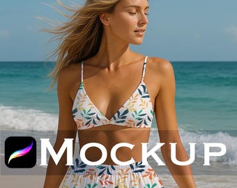 Procreate Outfit Mockup Set: Summer Dress & Crop Top, Boho Fashion Template (Digital Download)