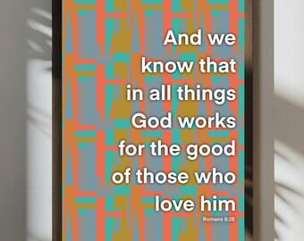 Bible Verse Wall Art, Christian Scripture Poster,Faith Printable Decor,Inspirational Quote Print, Romans 8:28 Home Wall Art,Digital Download