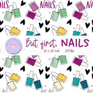 Naadloos patroon nagellak: salonontwerp, bedrukking op stof (digitale png-download)