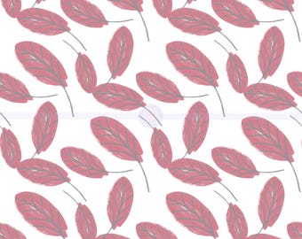 Falling Leaves Seamless Pattern: Pink & Gray Fabric Design (PNG Digital Download)