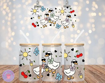 Sassy Geese Glass Can Wrap: Summer Sippin' PNG (Digital Download)