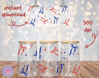 4th of July Can Wrap: Bows & Arrows PNG (Digital Download for 16oz Glass Can)