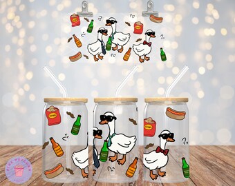 Party Geese Glass Can Wrap: 16oz Tumbler Design (Digital Download)