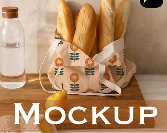 Procreate Tote Bag Mockup, Bread Bag Mockup, Canvas Bag Mockup with Flowers, Eco Bag Mockup for Procreate, Realistic Bag Mockup