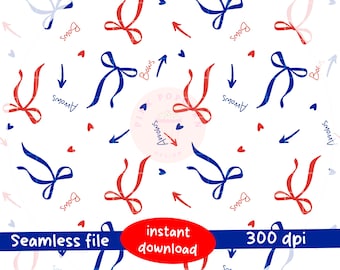 4th of July Bows & Arrows Seamless Pattern: Patriotic Fabric Design (PNG Digital Download)