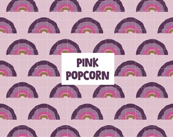 Boho Rainbow Seamless Pattern, Hand Drawn Pink & Purple Fabric Design (12x12 PNG Digital Print