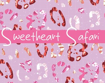 Valentine Leopard Seamless Pattern, Hand Drawn Pink Animal Print, Romantic Heart Leopard Digital Paper, 12x12 Inch PNG 300 DPI