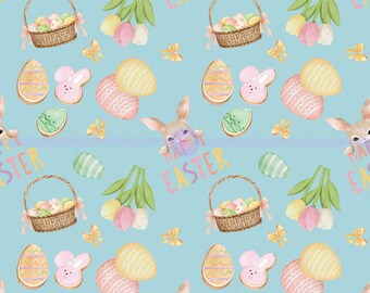 Easter Seamless Pattern: Bunnies, Eggs, Spring Decor (PNG Digital Download)